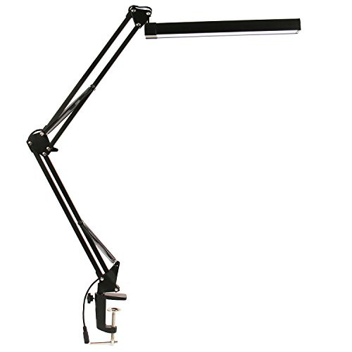 YOUKOYI A16S Metal LED Swing Arm Desk Lamp, Dimmable Architect Drafting Lamp Clamp for Study/Reading/Office/Work, 3 Brightness Levels, 2 Color Modes, Touch Control
