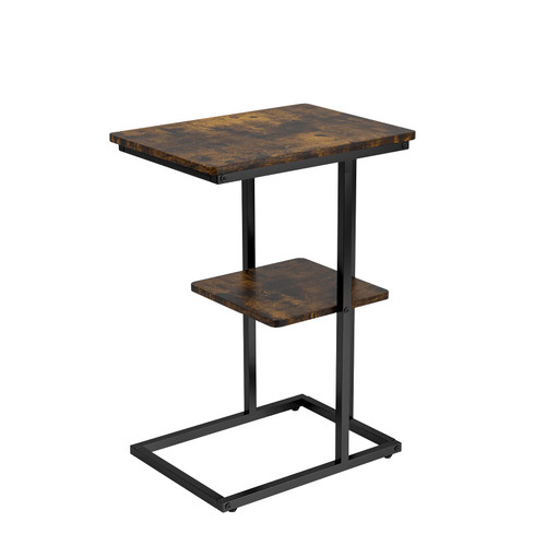 Novilla Snack Side Table C Shaped End Table Couch Table for Living Room Bedroom, Small Side Table with Metal Frame, Rustic Brown Novilla Snack Side Table C Shaped End Table Couch Table for Living Room Bedroom, Small Side Table with Metal Frame, Rustic Brown