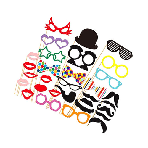 BESTOYARD Set 31pcs Wedding Props Wedding Sign Photo Props Mustache Photo Booth Kid Birthday Props New Year Posing Props Party Photo Booth Props Photo Booth Props on Sticks The Sign Welcome