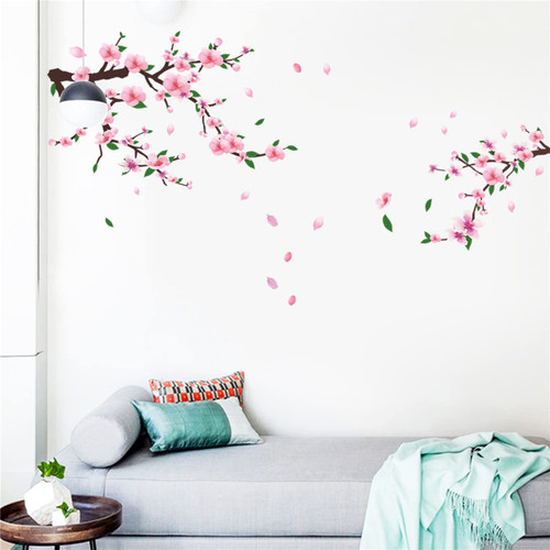 WOHAHA Cherry Blossom Wall Stickers Pink Flowers Wall Decor for Bedroom Living Room Bathroom Aesthetic Removable Waterproof Peel and Stick Girls Bedroom Wall Art Room Decor Decals WOHAHA Cherry Blossom Wall Stickers Pink Flowers Wall Decor for Bedroom Living Room Bathroom Aesthetic Removable Waterproof Peel and Stick Girls Bedroom Wall Art Room Decor Decals