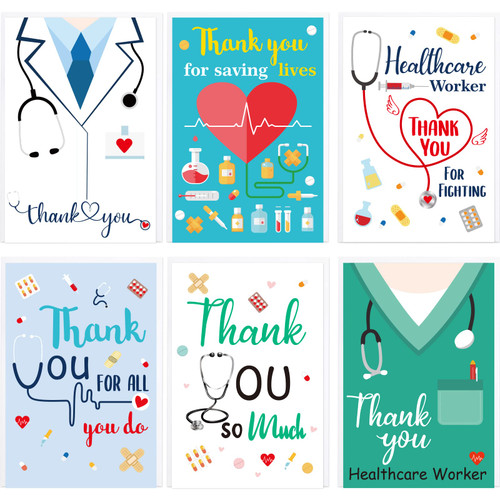 FANCY LAND Thank You Card for Nurses Healthcare Workers Medical Appreciation Cards for Nurses Week Graduation 12Pcs