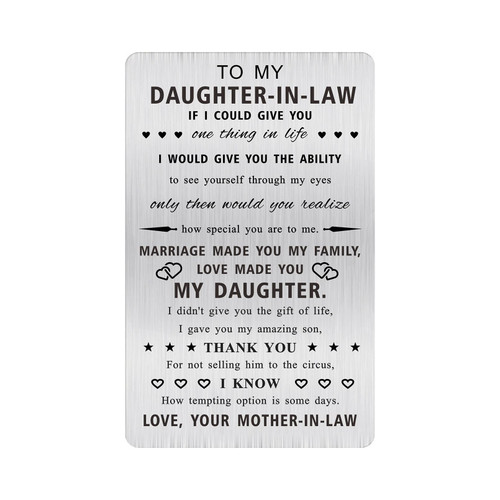 Alotozo Daughter in Law Gifts - Engraved Wallet Card to My Daughter in Law - Christmas Birthday Card for Daughter-in-Law