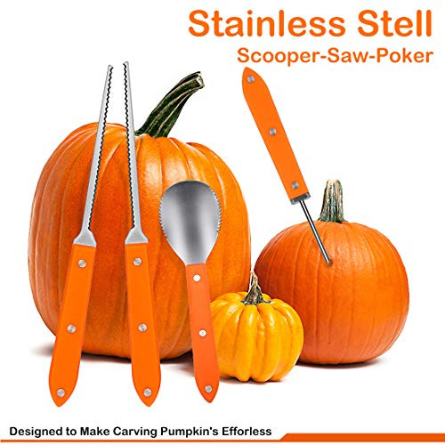 CPPSLEE Pumpkin Carving Kit - Heavy Duty Stainless Steel Professional Pumpkin Carving Tools Set for Halloween Jack-O-Lantern Sculpting Halloween Decorations?4Pcs Set? CPPSLEE Pumpkin Carving Kit - Heavy Duty Stainless Steel Professional Pumpkin Carving Tools Set for Halloween Jack-O-Lantern Sculpting Halloween Decorations?4Pcs Set?