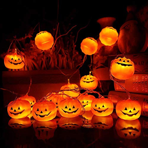 Mibor Halloween Pumpkin Lights Lanterns, 10 LED Pumpkin Lights 3D Jack o Lantern Halloween Pumpkin Lights Decor Indoor Outdoor Party Ideas, Orange