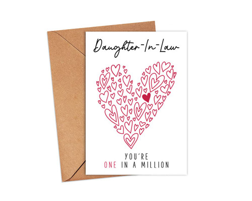 Daughter-In-Law You're One In A Million Card - Daughter-In-Law Birthday Card - Thank You Greeting Card - Card For Her - Anniversary Card - Mother's Day Card - I Love You Daughter-In-Law Card