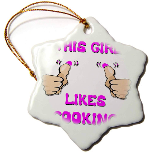 3dRose This Girl Likes Cooking - Ornaments (orn-150583-1)