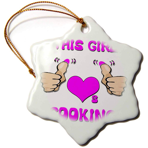 3dRose This Girl Loves Cooking - Ornaments (orn-185644-1)
