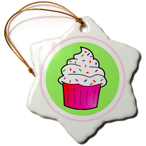 3dRose Cute Cupcake White Frosting with Sprinkles - Kawaii Cakes - Pink - Ornaments (orn-43129-1) 3dRose Cute Cupcake White Frosting with Sprinkles - Kawaii Cakes - Pink - Ornaments (orn-43129-1)