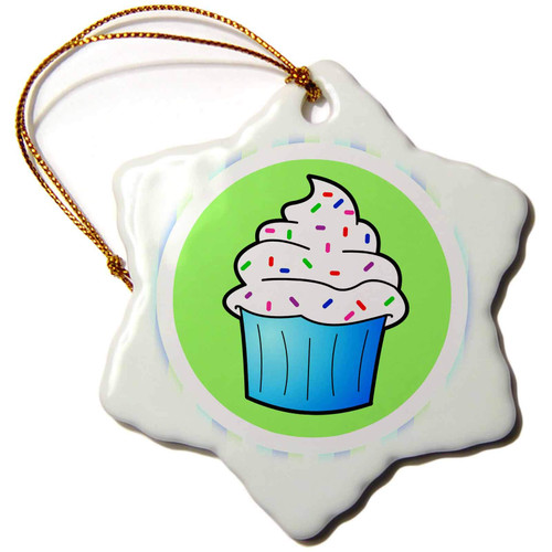 3dRose Cute Cupcake White Frosting with Sprinkles - Kawaii Cakes - Blue - Ornaments (orn-43130-1) 3dRose Cute Cupcake White Frosting with Sprinkles - Kawaii Cakes - Blue - Ornaments (orn-43130-1)