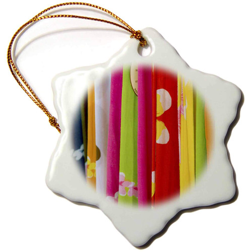 3dRose French Polynesia, Rarotonga, Market Fabrics - OC14 BJA0086 -... - Ornaments (orn-85164-1)