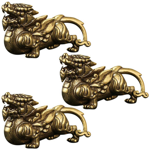 EXCEART Feng Shui Brass Qilin Kylin Statue Sculpture Copper Chi Lin Figurine Pixiu Lucky Statue Cake Topper Feng Shui Home Decoration Table Ornaments for Good Luck Wealth 3PCS EXCEART Feng Shui Brass Qilin Kylin Statue Sculpture Copper Chi Lin Figurine Pixiu Lucky Statue Cake Topper Feng Shui Home Decoration Table Ornaments for Good Luck Wealth 3PCS