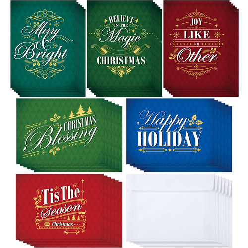 72 Pieces Christmas Boxed Cards Holiday Cards Bulk Christmas Cards with Envelopes Business Happy Holidays Cards Xmas Holiday Cards for Christmas, New Year Greeting and Congratulation