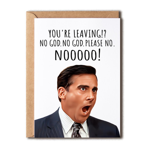 OystersPearl Funny Michael Scott Birthday Card - Hilarious Goodbye Card - You're Leaving Nooooo - Farewell Card For Friends Coworker
