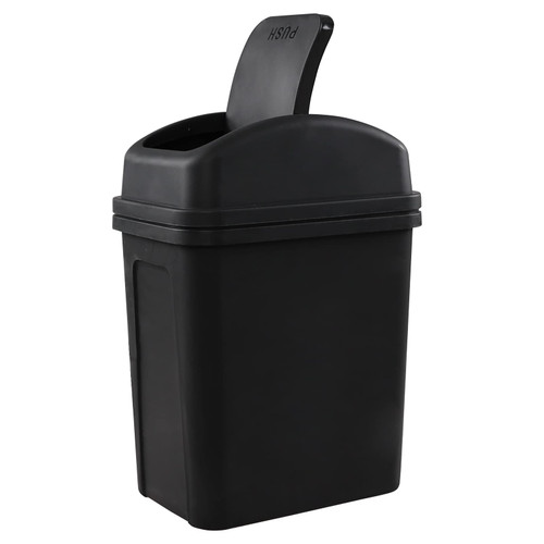 Idotry 1.8 Gallon / 7 Liter Plastic Trash Can, Small Garbage Bin with Swing Lid, Black