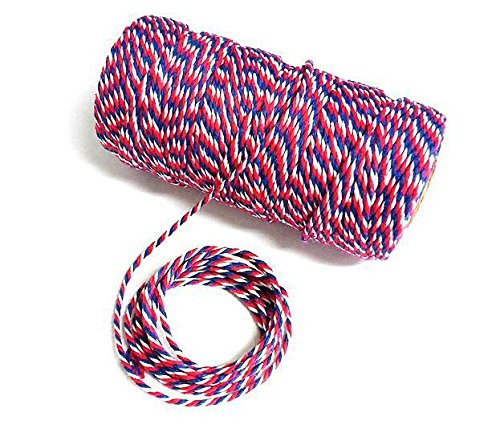 328 Feet Christmas String Cotton Bakers Twine Holiday Twine Crafts Gift Wraping Twine,Red Blue and White Twine