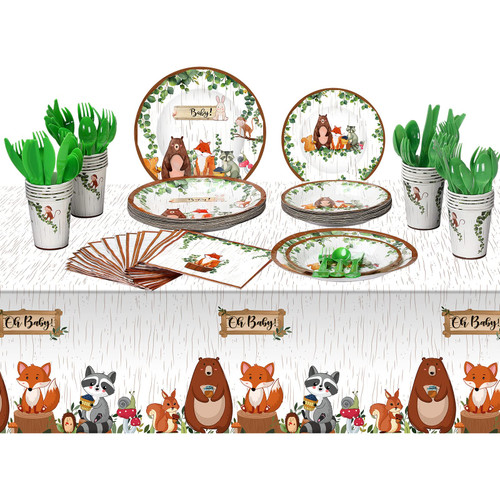 170 Pieces Woodland Creatures Tableware Set and Woodland Animals Tablecloth 24 Guests Dinner Plates Dessert Plates Cups and Napkins for Baby Shower Birthday Forest Animal Friends Theme Party Supplies 170 Pieces Woodland Creatures Tableware Set and Woodland Animals Tablecloth 24 Guests Dinner Plates Dessert Plates Cups and Napkins for Baby Shower Birthday Forest Animal Friends Theme Party Supplies