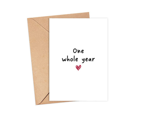 JohnPartners993 One Whole Year Happy Anniversary Card - 1st Anniversary Card - First Anniversary Card - For Best Friend Girlfriend Boyfriend Husband Wife