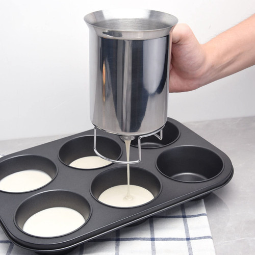 Pancake Batter Dispenser,Crepes and Thin Batter Dispenser, Handheld Stainless Steel Pancake Pourer for Baking, Cupcakes, Muffins Cooking Crepes Funnel Dispenser, Pancake Batter Dispenser,Crepes a