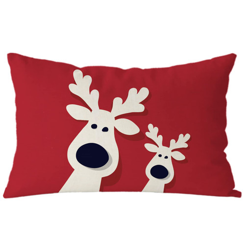 GAGEC Christmas Pillow Covers 12x20 Inch Elk Deer Winter Throw Pillows Living Room Red Decorative Pillowcase Cushion Case for Sofa Couch Merry Christmas Home Decor