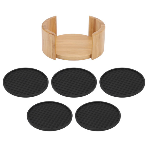 Silicone Farmhouse Coasters,Drink Coaster, Non Slip Cup Mat for Drinks, Drinking Coasters with Holder, Round Elegant Wine Beer Bar Coasters, Coaster Sets for Tabletop Protection