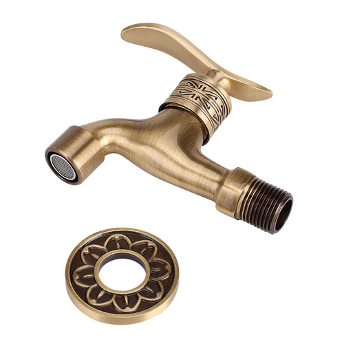 G1/2 Antique Style Brass Washing Machine Faucet Wall Mount Laundry Cold Water Tap for Home Bathroom Washing Machine and Other usages, Washing Machine Faucet,