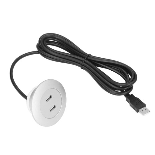 Flush Mount Cable, Flush Mount Car Mount Extension Cable, Sofa USB Charging Socket Flush Mount Installation Dual USB Charging Ports Socket, Easy to Install, for Sofa, Couch, Table, Office Home(SILVER)