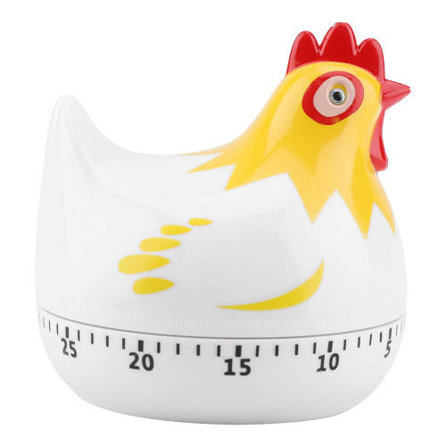 plplaaoo Kitchen Reminder Timer with Chicken Pattern, Countdown Kitchen Timer, Kitchen Chicken Pattern Baking Timer, Chicken Pattern Timer, for Baking Cooking(White)