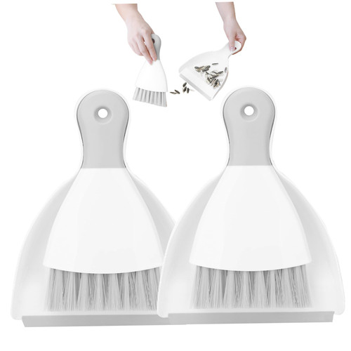 Dustpan and Broom Set Small,Mini Handheld Dust Pan Set,2PCS/Set Portable Cleaning Brush and Dustpan Combo with Handle for Home, Desktop, Sofa, Kitchen, Keyboard, Sweeping