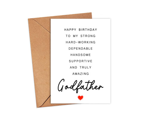 Godfather Birthday Card - Poem Birthday Card To Amazing Godfather - Birthday Card For Godfather - Poem Card - Gift For Him - Father's Day Gift - Godfather Card