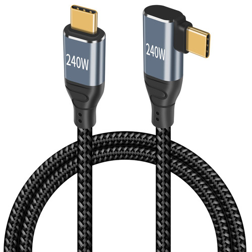 Poyiccot USB C to USB C Cable 240W, 5ft Right Angle USB C Cable Fast Charging, PD 3.1 Type C Charger Cord Durable Nylon Braided Compatible with Gaming Laptop MacBook Pro 2021, Pixel, Switch, and More