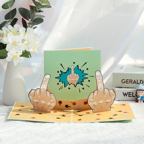 Paper Spiritz Funny Popup Card Middle Finger Birthday Card for Him, Handmade 3D Greeting Pop Up Card, Birthday Popup Card