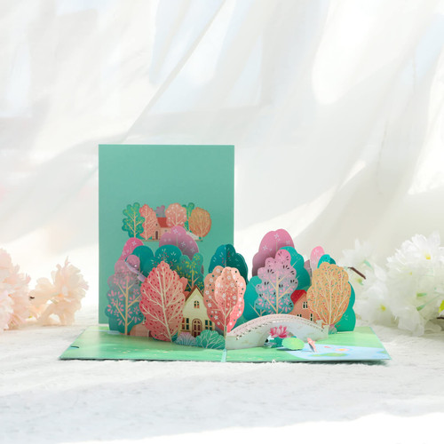 Paper Spiritz Summer Foliage 3D Pop Up Card, Handmade Popup Greeting Cards for Birthday, Father's Day, Mother's Day, Anniversary, Thank You, Thinking of You, Get Well, Just Because