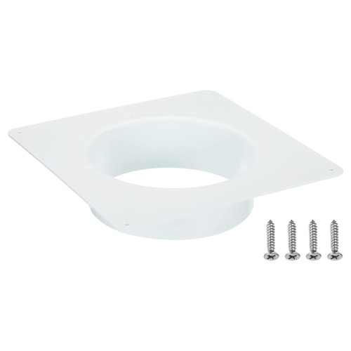 PATIKIL 6" Duct Connector Flange, Dryer Vent Wall Plate Square to Round Straight Ducting Plate for Air Heating Cooling Ventilation Exhaust Fan, White