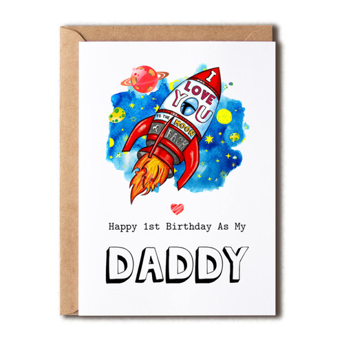 EruditeGifts Happy 1St Birthday As My Daddy - Baby First Birthday Card To Daddy - 1St Birthday Card For Daddy - Happy Birthday Daddy 5 x 7 inches