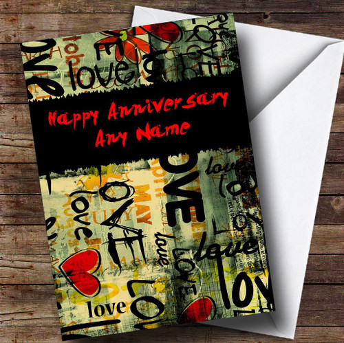 Love Graffiti Personalized Anniversary Greetings Greetings Card Love Graffiti Personalized Anniversary Greetings Greetings Card