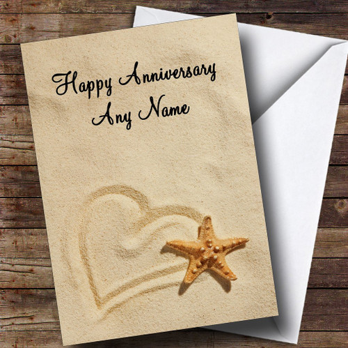 Love Heart Sand Personalized Anniversary Greetings Greetings Card Love Heart Sand Personalized Anniversary Greetings Greetings Card