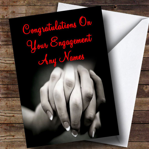 Holding Hands Romantic Personalized Engagement Greetings Greetings Card