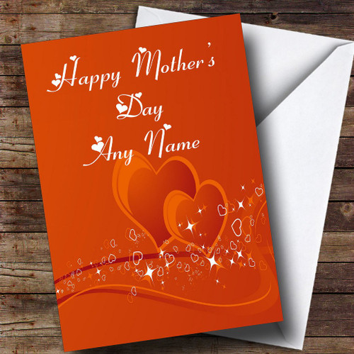 Orange Love Heart Personalized Mother's Day Greetings Greetings Card