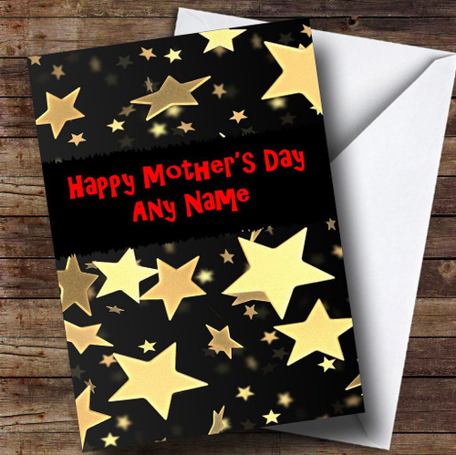 Black And Gold Stars Personalized Mother's Day Greetings Greetings Card