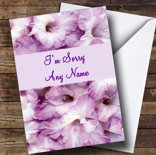 Stunning Purple Petals Personalized Sorry Greetings Greetings Card