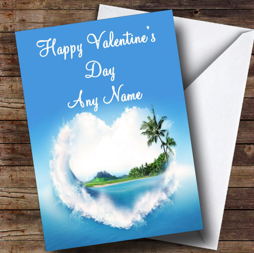 Palm Tree Love Beach Romantic Personalized Valentine's Greetings Greetings Card