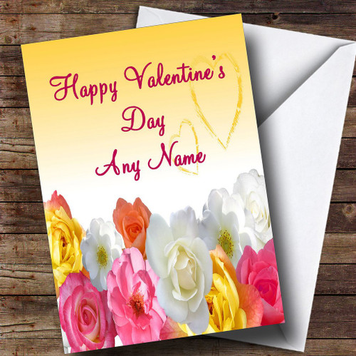 Yellow Flowers Romantic Personalized Valentine's Greetings Greetings Card