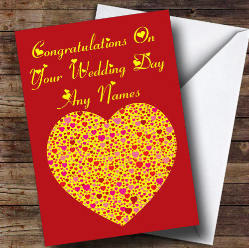 Yellow Heart Romantic Personalized Wedding Day Greetings Greetings Card