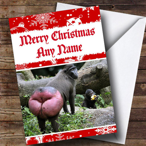 Massive Monkey Bum Funny Personalized Christmas Holiday Greetings Greetings Card