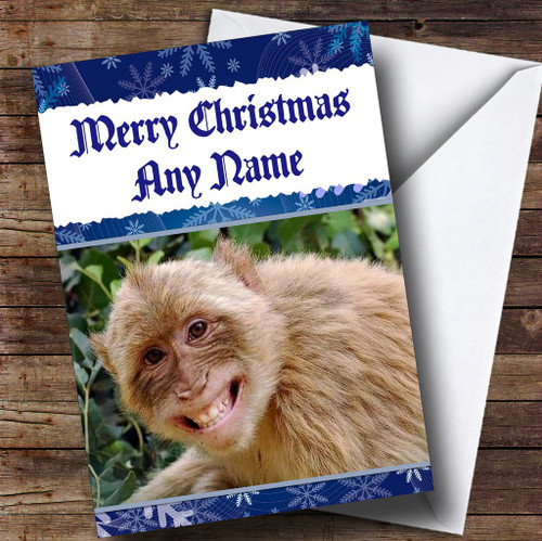 Smiling Monkey Personalized Christmas Holiday Greetings Greetings Card