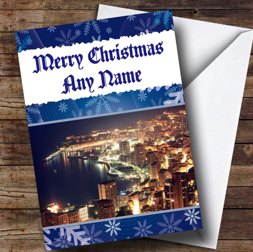 Monaco Personalized Christmas Holiday Greetings Greetings Card