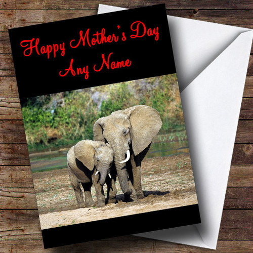 Elephant & Baby Personalized Mother's Day Greetings Greetings Card