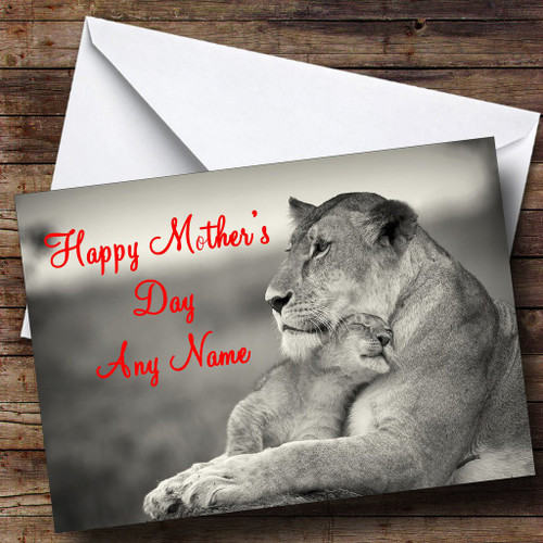 Lion and Cub Personalized Mother's Day Greetings Greetings Card