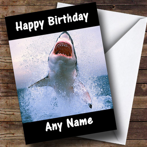 Huge Shark Personalized Birthday Greetings Greetings Card