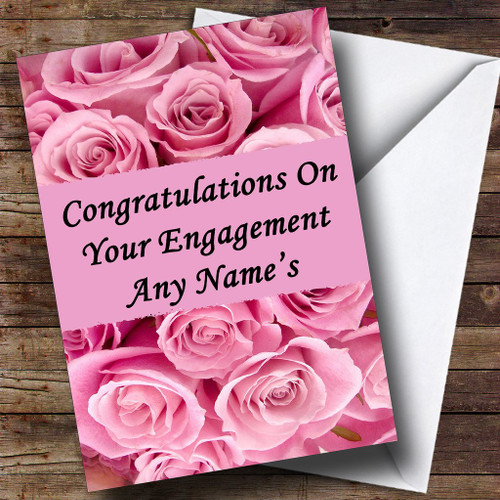 Pink Roses Personalized Engagement Greetings Greetings Card Pink Roses Personalized Engagement Greetings Greetings Card